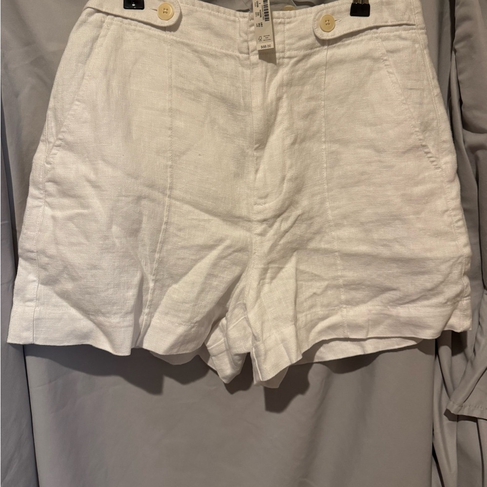 Madewell White Linen-Blend High-Rise Shorts